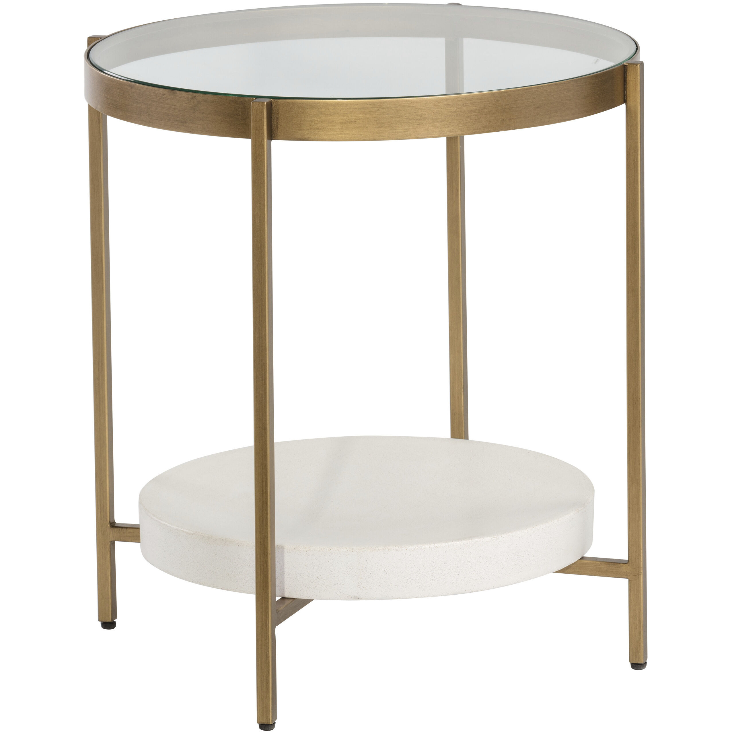 Gia 23.75 X 23 inch Clear / White / Antique Brass Side Table